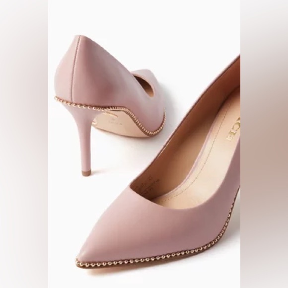 Coach Shoes - COACH Waverly 85 Pumps in Leather - Light Rose | Dressy Bling Rhinestone Classic